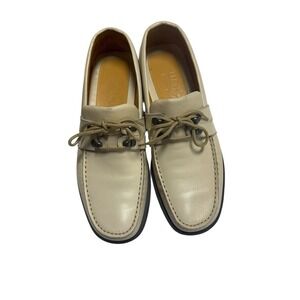 Salvatore Ferragamo Beige Leather Driver‎ Loafers Men's 8 US Made in Italy